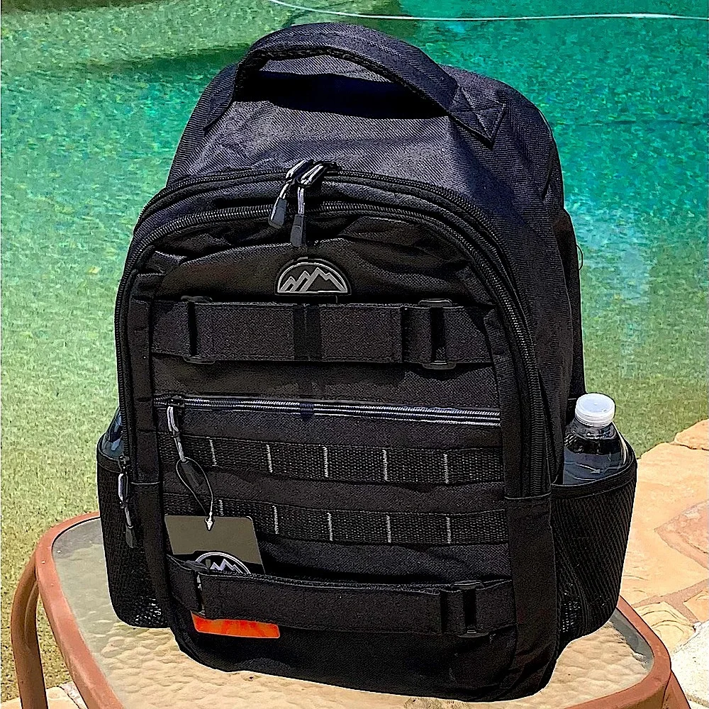Deluxe Skater Backpack with side pockets Black New Boutique